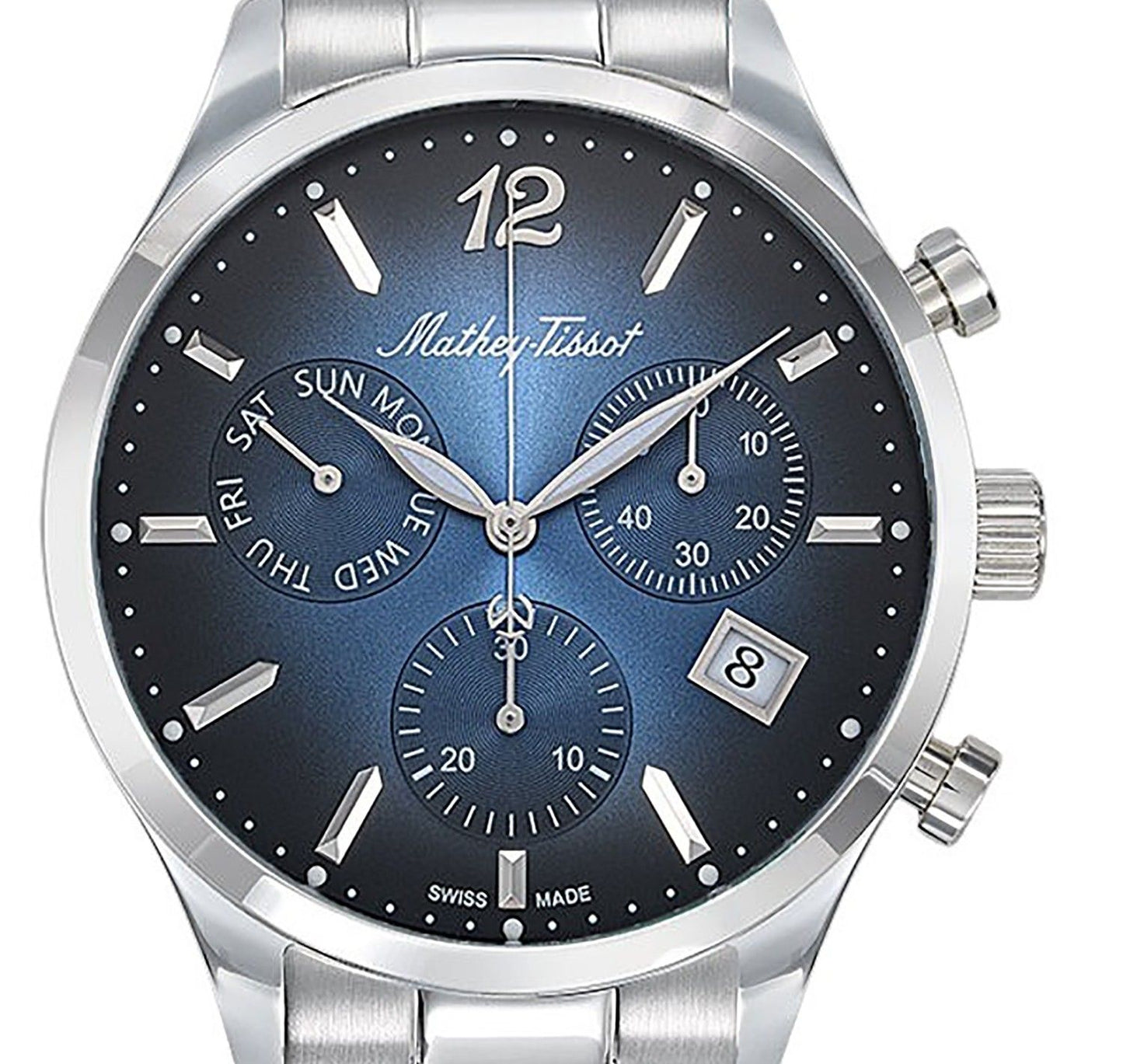 Mathey-Tissot Urban Chrono Edelstahl Blaues Zifferblatt Quarz H411CHABU Herrenuhr