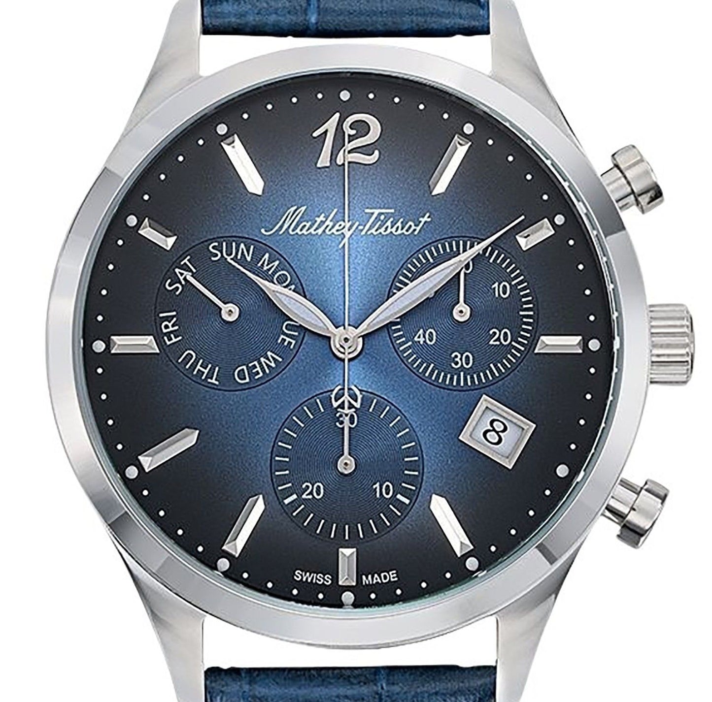 Mathey-Tissot Urban Chrono Lederarmband Blaues Zifferblatt Quarz H411CHALBU Herrenuhr