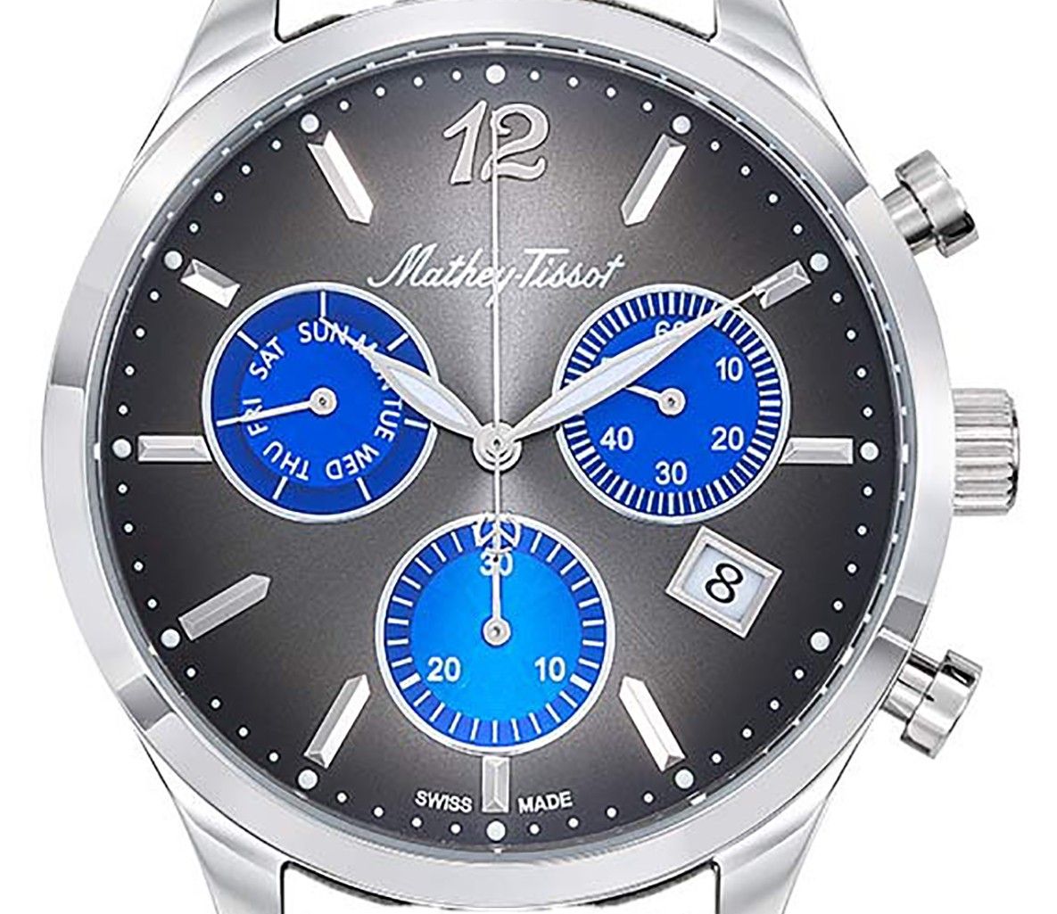 Mathey-Tissot Urban Chrono Lederarmband Schwarzes Zifferblatt Quarz H411CHALMB Herrenuhr