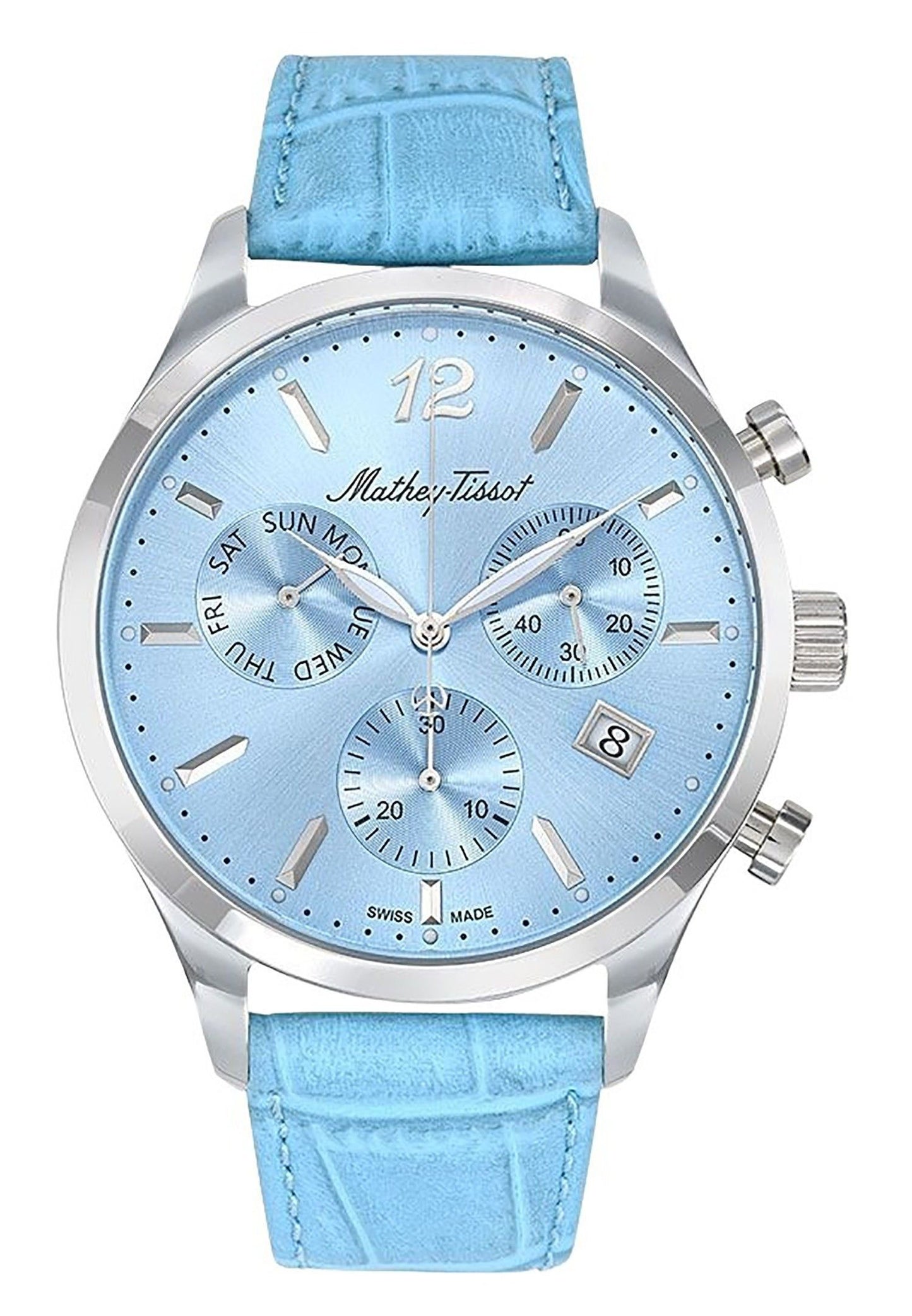 Mathey-Tissot Urban Chrono Lederarmband Blaues Zifferblatt Quarz H411CHALSKY Herrenuhr