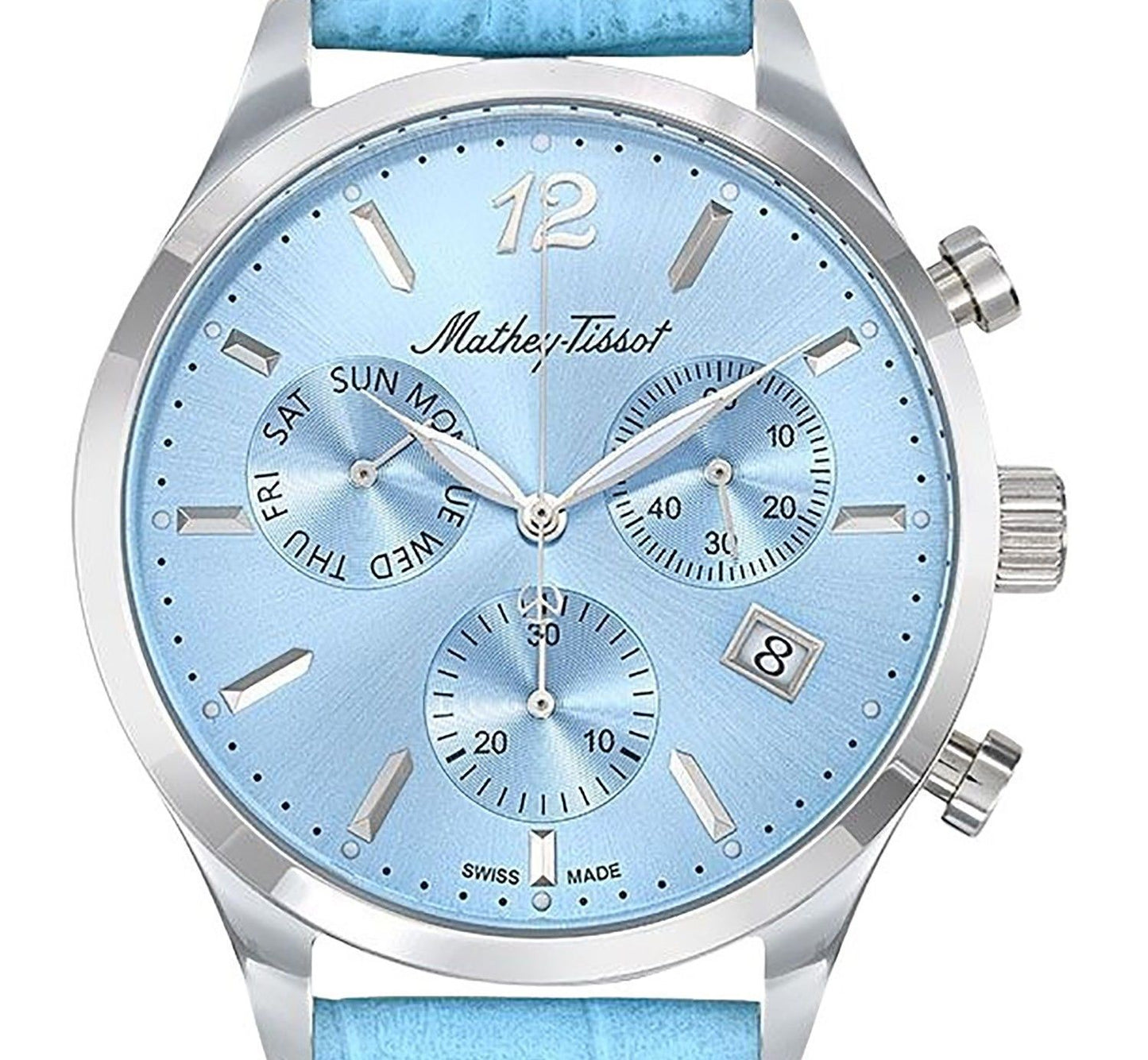 Mathey-Tissot Urban Chrono Lederarmband Blaues Zifferblatt Quarz H411CHALSKY Herrenuhr