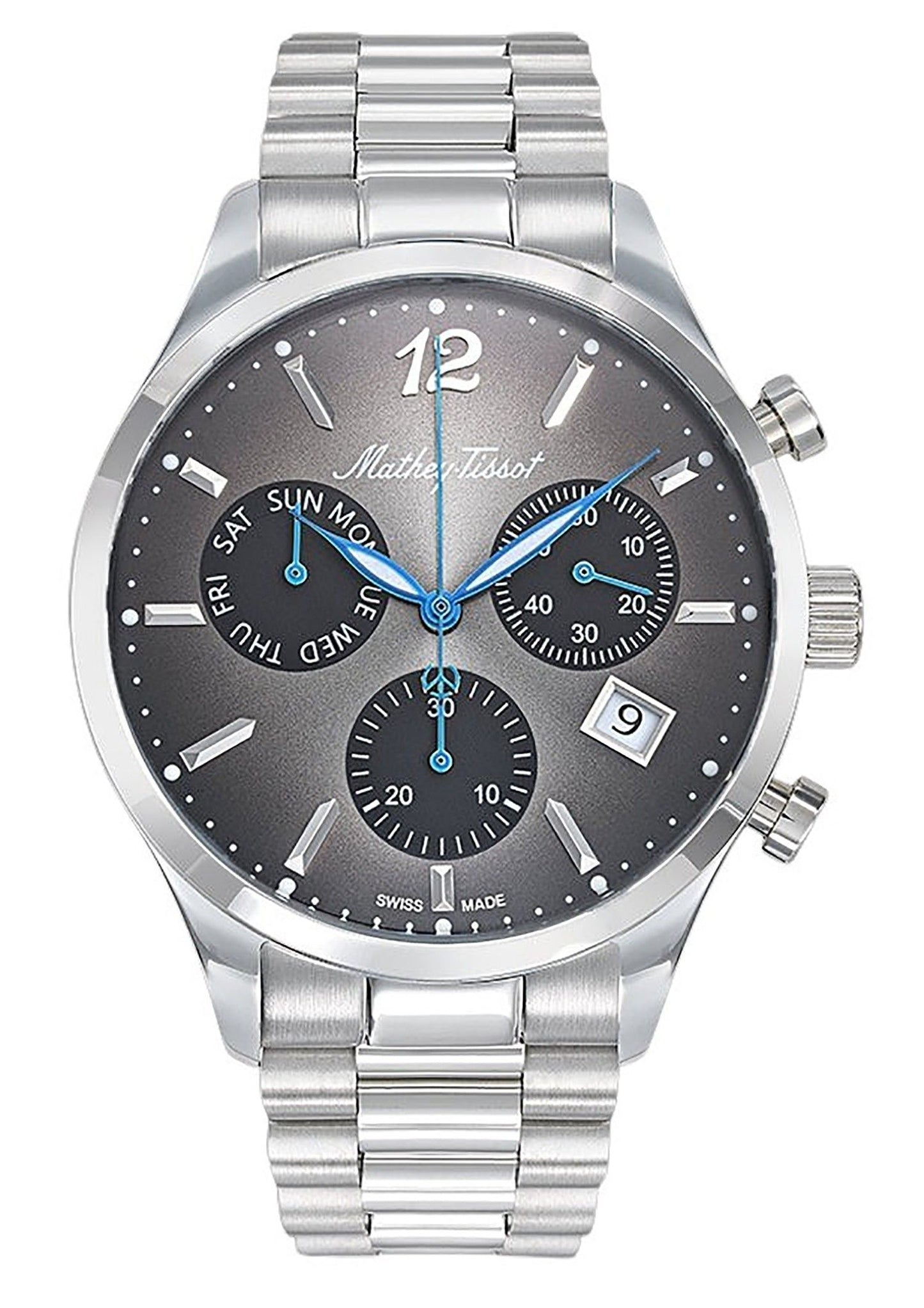 Mathey-Tissot Urban Chrono Edelstahl Schwarzes Zifferblatt Quarz H411CHAN Herrenuhr