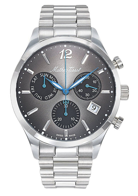 Mathey-Tissot Urban Chrono Edelstahl Schwarzes Zifferblatt Quarz H411CHAN Herrenuhr