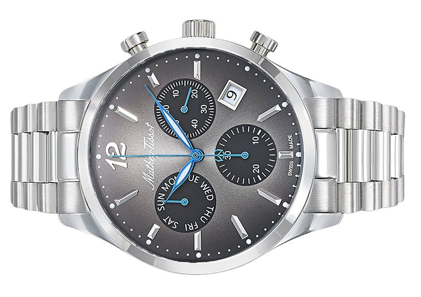 Mathey-Tissot Urban Chrono Edelstahl Schwarzes Zifferblatt Quarz H411CHAN Herrenuhr