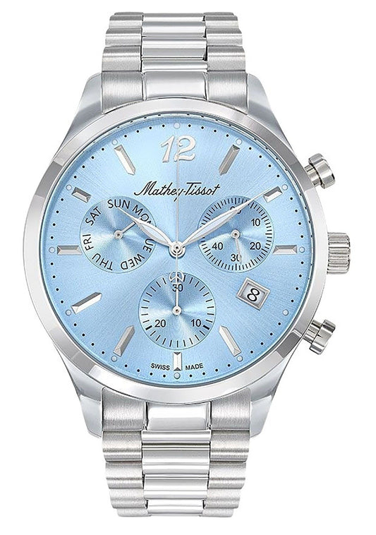 Mathey-Tissot Urban Chrono Edelstahl Blaues Zifferblatt Quarz H411CHASKY Herrenuhr