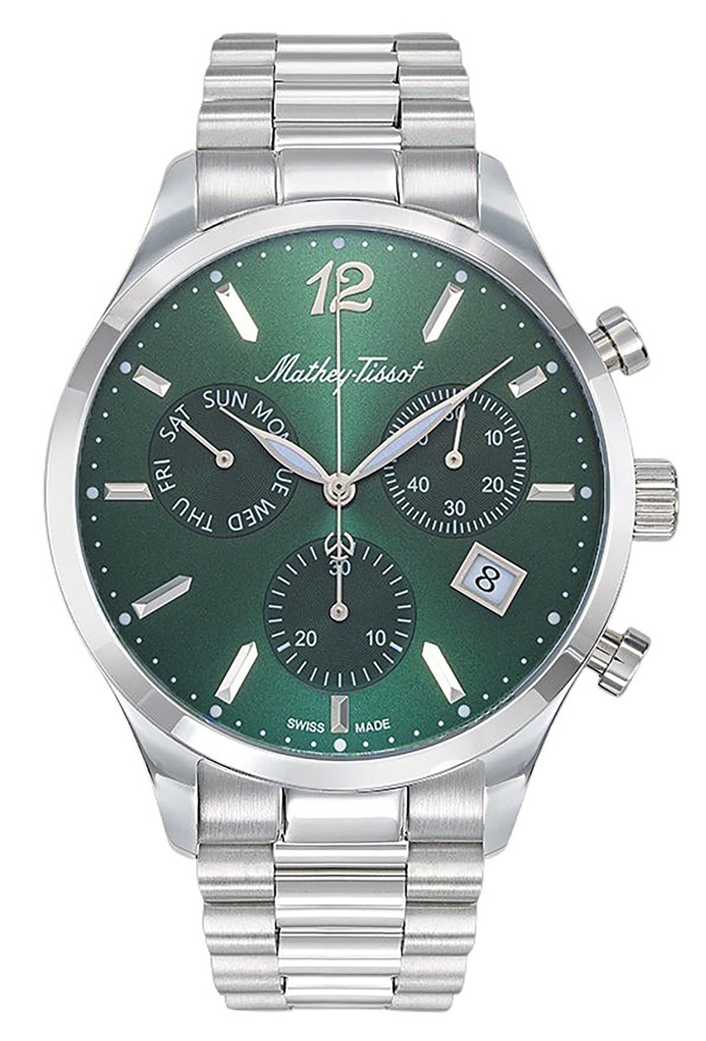 Mathey-Tissot Urban Chrono Edelstahl Gr?nes Zifferblatt Quarz H411CHAV Herrenuhr