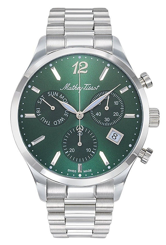 Mathey-Tissot Urban Chrono Edelstahl Gr?nes Zifferblatt Quarz H411CHAV Herrenuhr