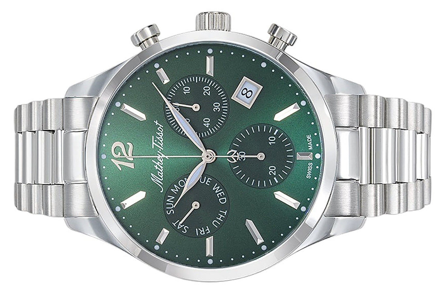 Mathey-Tissot Urban Chrono Edelstahl Gr?nes Zifferblatt Quarz H411CHAV Herrenuhr
