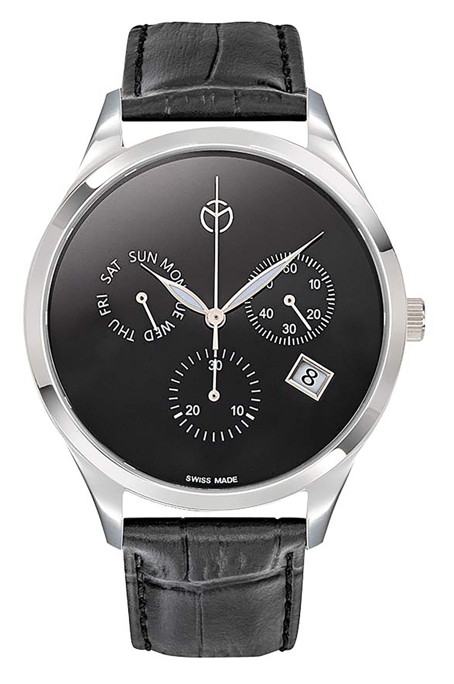 Mathey-Tissot Urban Chronograph Lederarmband Schwarzes Zifferblatt Quarz H411CHLNM Herrenuhr