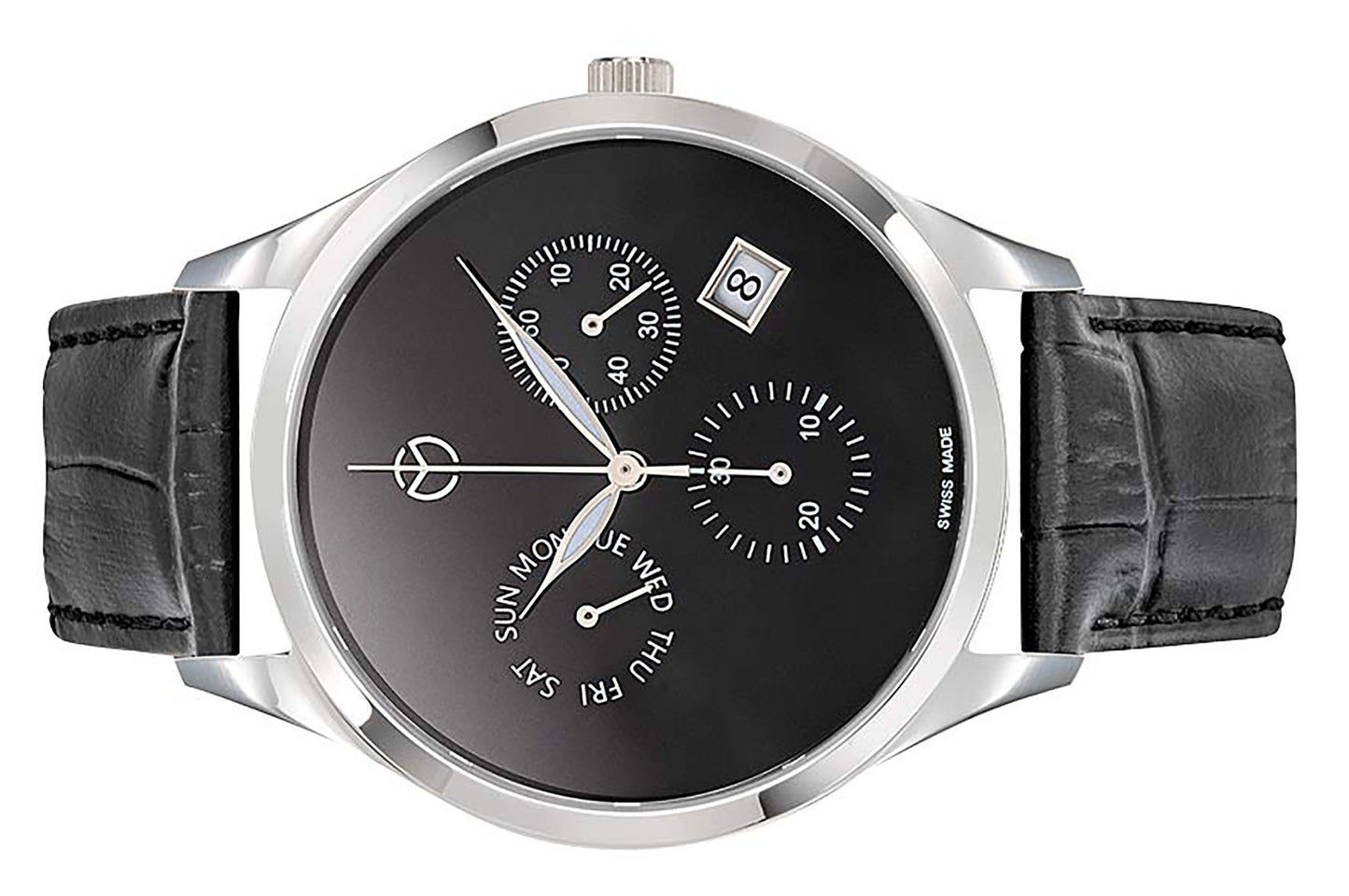 Mathey-Tissot Urban Chronograph Lederarmband Schwarzes Zifferblatt Quarz H411CHLNM Herrenuhr