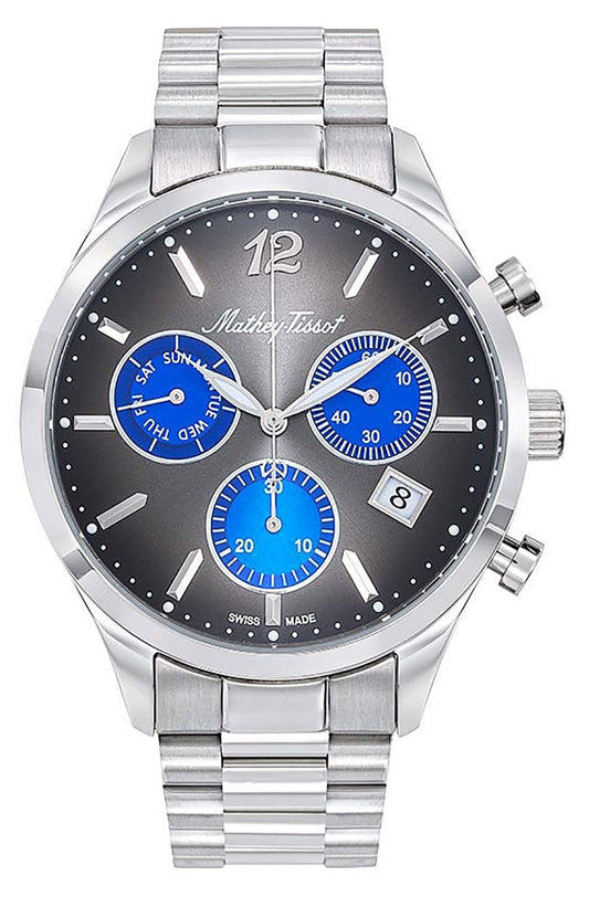 Mathey-Tissot Urban Chrono Edelstahl Schwarzes Zifferblatt Quarz H411CHMB Herrenuhr