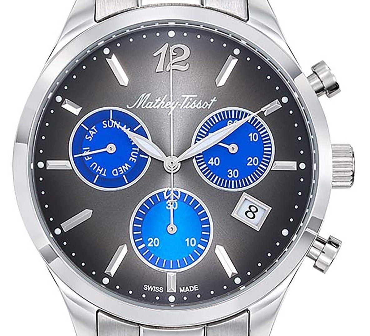 Mathey-Tissot Urban Chrono Edelstahl Schwarzes Zifferblatt Quarz H411CHMB Herrenuhr