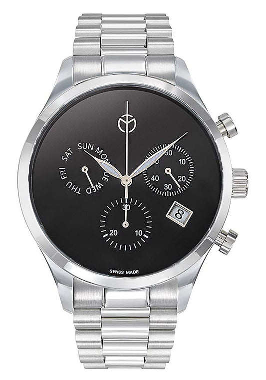 Mathey-Tissot Urban Chronograph Edelstahl Schwarzes Zifferblatt Quarz H411CHNM Herrenuhr
