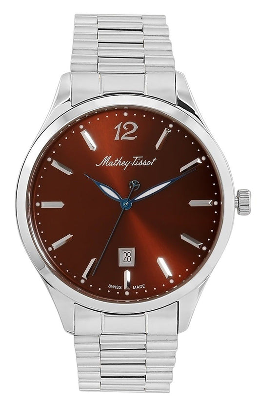 Mathey-Tissot Urban Metal Braunes Zifferblatt Quarz H411MAM Herrenuhr