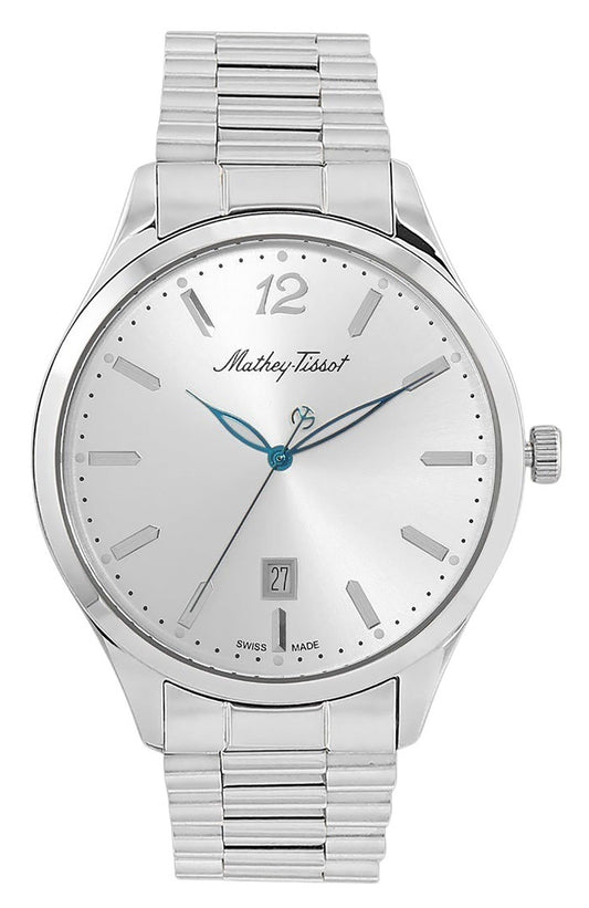 Mathey-Tissot Urban Metal Silberfarbenes Zifferblatt Quarz H411MAS Herrenuhr