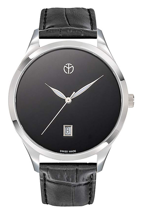 Mathey-Tissot Urban Lederarmband Schwarzes Zifferblatt Quarz H411NM Herrenuhr