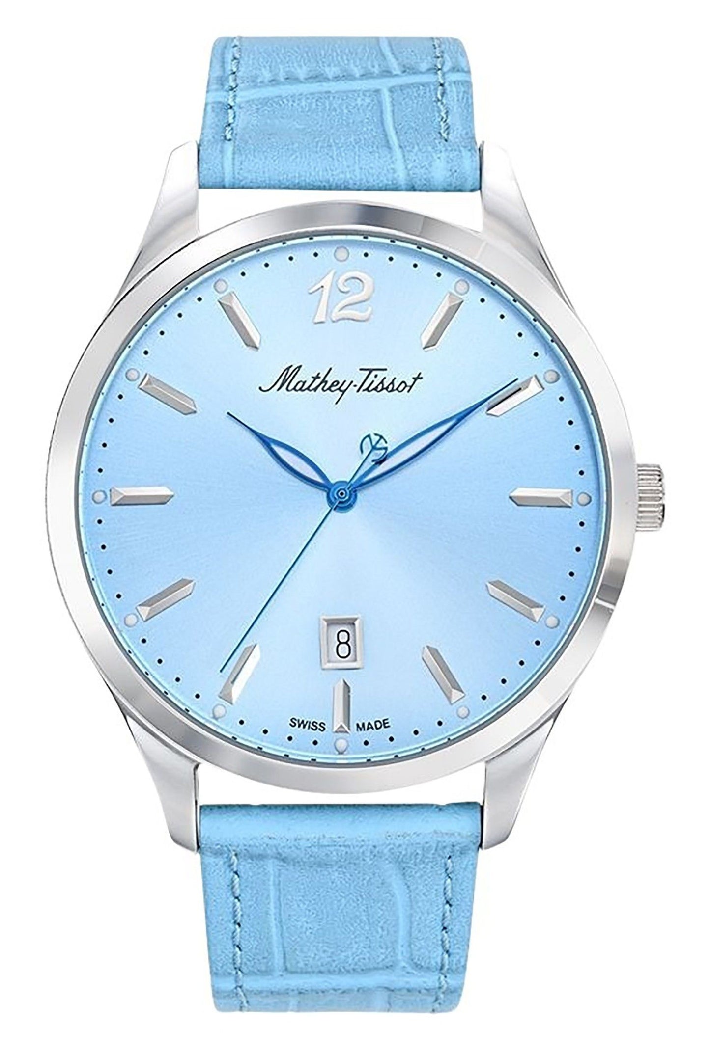 Mathey-Tissot Urban Lederarmband Blaues Zifferblatt Quarz H411SKY Herrenuhr