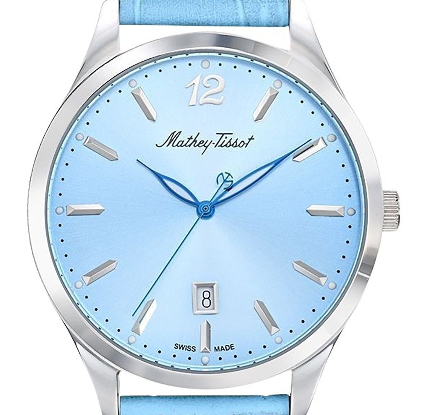Mathey-Tissot Urban Lederarmband Blaues Zifferblatt Quarz H411SKY Herrenuhr