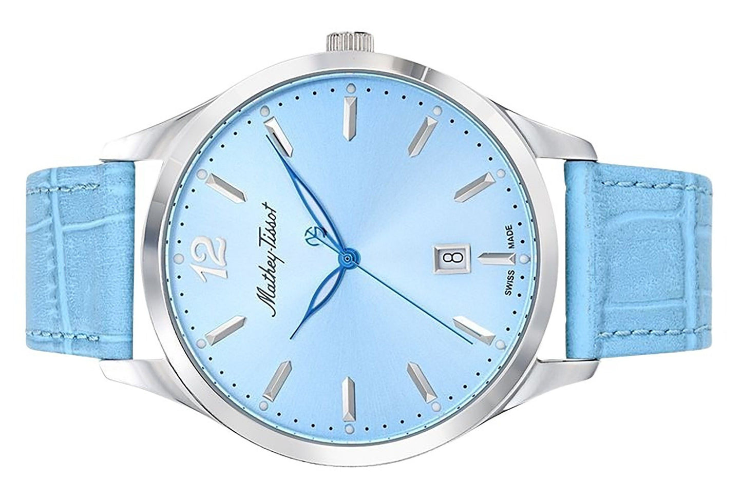 Mathey-Tissot Urban Lederarmband Blaues Zifferblatt Quarz H411SKY Herrenuhr