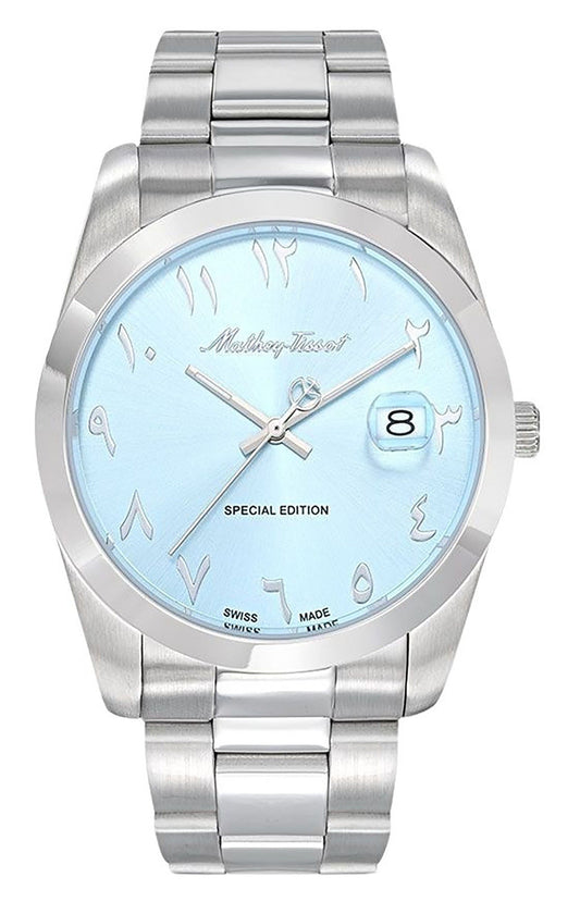 Mathey-Tissot Mathy Orient Special Edition Edelstahl Ice Blaues Zifferblatt Quarz H450APSK Herrenuhr