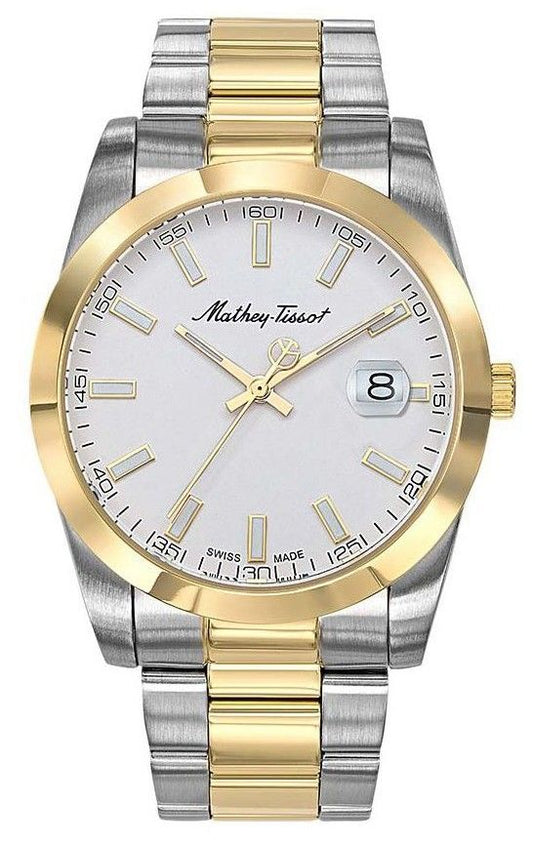 Mathey-Tissot Mathy I Two Tone Edelstahl White Dial Quarz H450BI Herrenuhr