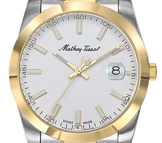 Mathey-Tissot Mathy I Two Tone Edelstahl White Dial Quarz H450BI Herrenuhr