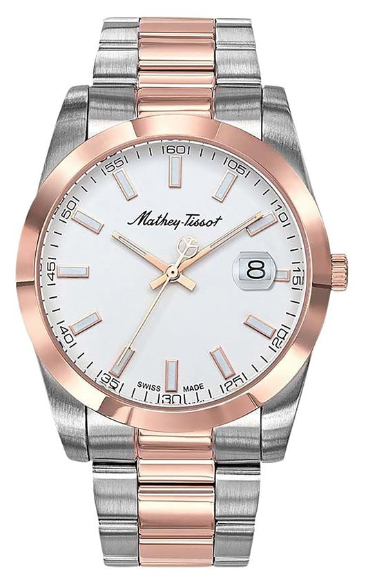 Mathey-Tissot Mathy I Two-Tone Edelstahl White Dial Quarz H450RA Herrenuhr