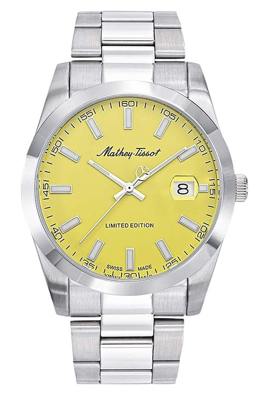 Mathey-Tissot Mathy Sunray Limited Edition Edelstahl Yellow Dial Quarz H451J Herrenuhr