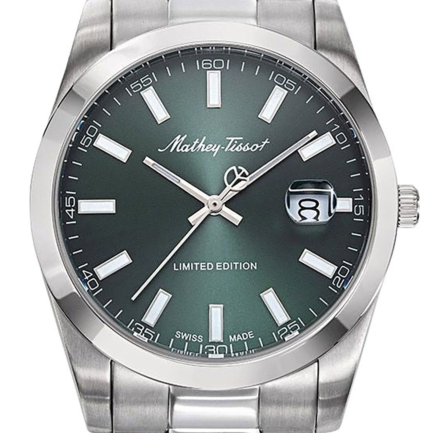 Mathey-Tissot Mathy Sunray Limited Edition Edelstahl Gr?nes Zifferblatt Quarz H451VE Herrenuhr