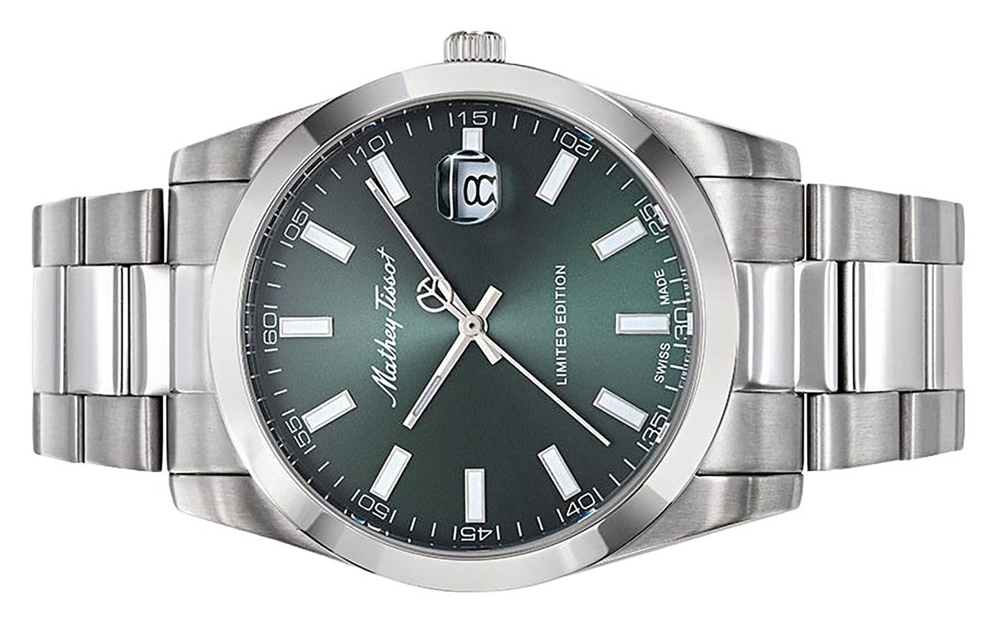 Mathey-Tissot Mathy Sunray Limited Edition Edelstahl Gr?nes Zifferblatt Quarz H451VE Herrenuhr