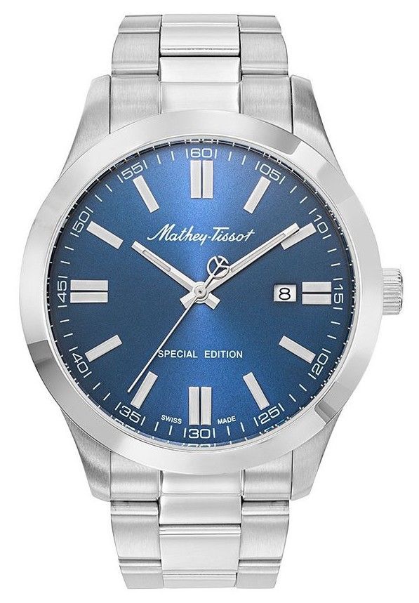 Mathey-Tissot Mathy I Jumbo Special Edition Edelstahl Blaues Zifferblatt Quarz H455ABU Herrenuhr