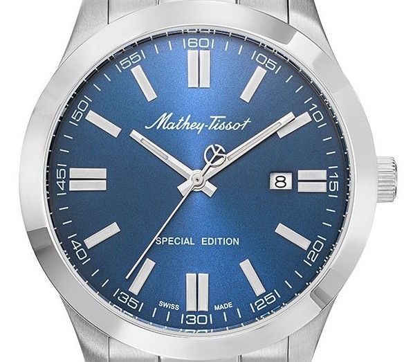 Mathey-Tissot Mathy I Jumbo Special Edition Edelstahl Blaues Zifferblatt Quarz H455ABU Herrenuhr