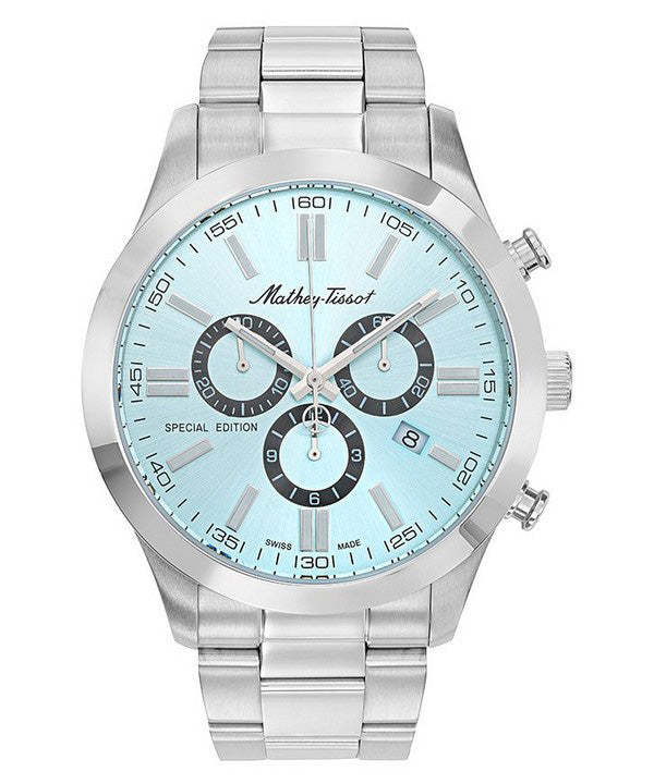 Mathey-Tissot Mathy I Jumbo Chronograph Edelstahl Blaues Zifferblatt Quarz H455CHSK Herrenuhr