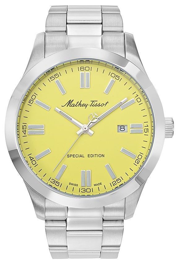 Mathey-Tissot Mathy I Jumbo Special Edition Edelstahl Yellow Dial Quarz H455J Herrenuhr