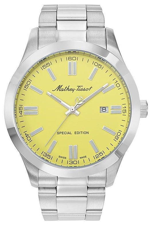 Mathey-Tissot Mathy I Jumbo Special Edition Edelstahl Yellow Dial Quarz H455J Herrenuhr