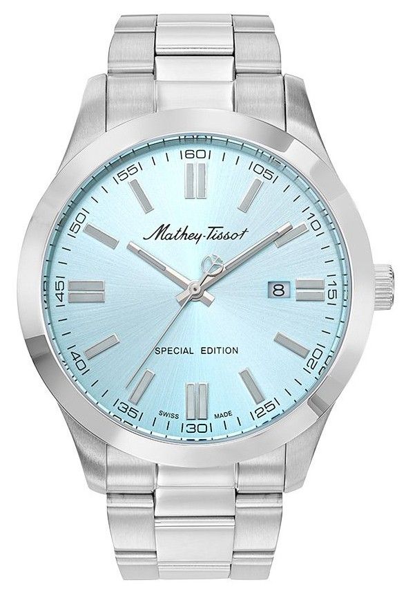 Mathey-Tissot Mathy I Jumbo Special Edition Edelstahl Blaues Zifferblatt Quarz H455SK Herrenuhr