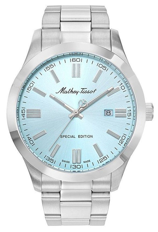 Mathey-Tissot Mathy I Jumbo Special Edition Edelstahl Blaues Zifferblatt Quarz H455SK Herrenuhr