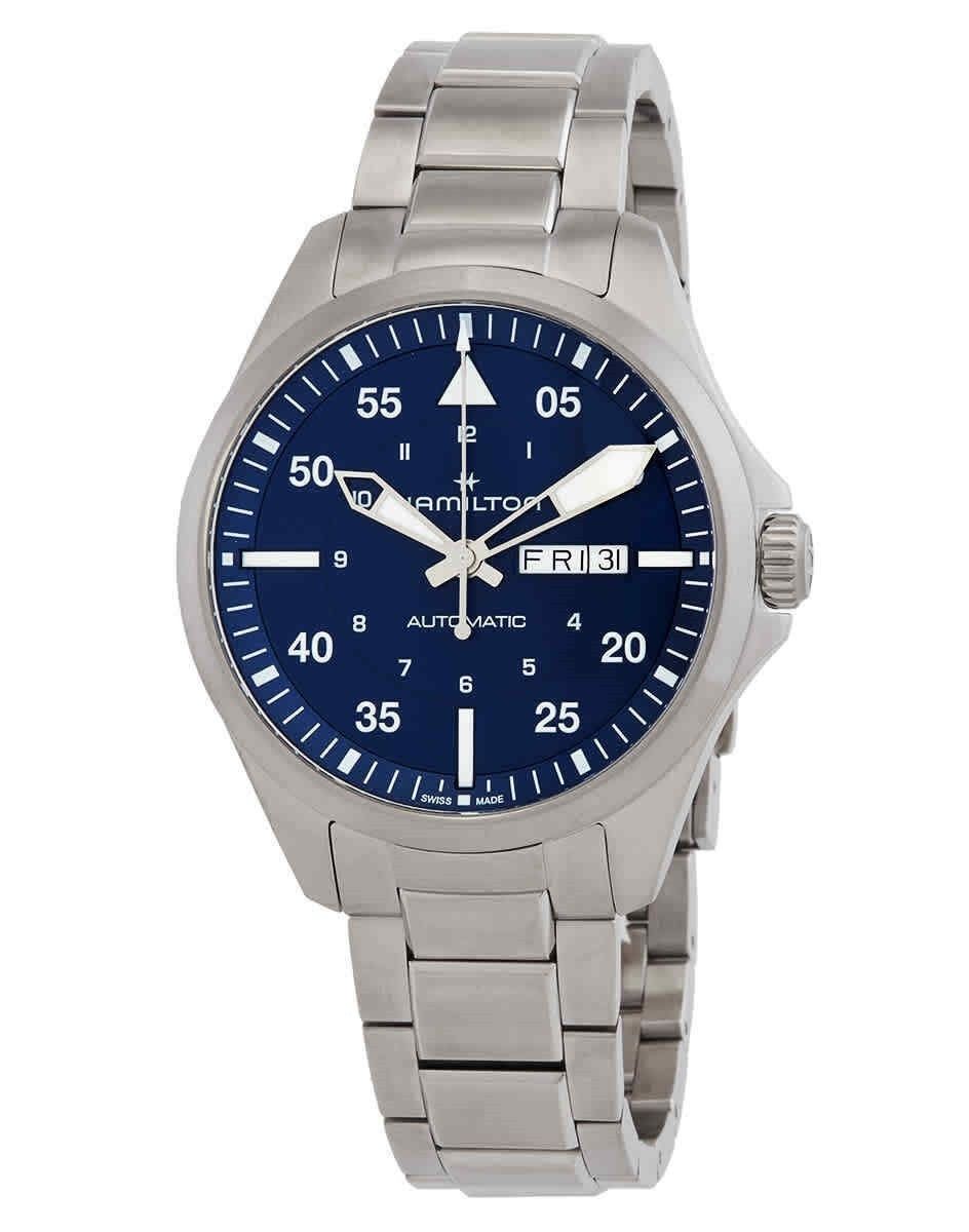 Hamilton Khaki Aviation Pilot Edelstahl Blaues Zifferblatt Automatik H64635140 100M Herrenuhr