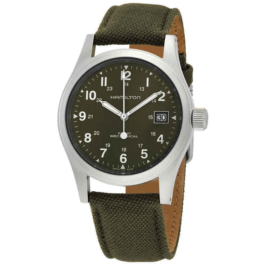 Hamilton Khaki Field Mechanisch Canvas Strap Gr?nes Zifferblatt H69439363 Herrenuhr