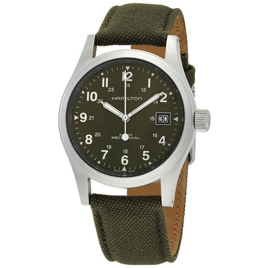 Hamilton Khaki Field Mechanisch Canvas Strap Gr?nes Zifferblatt H69439363 Herrenuhr