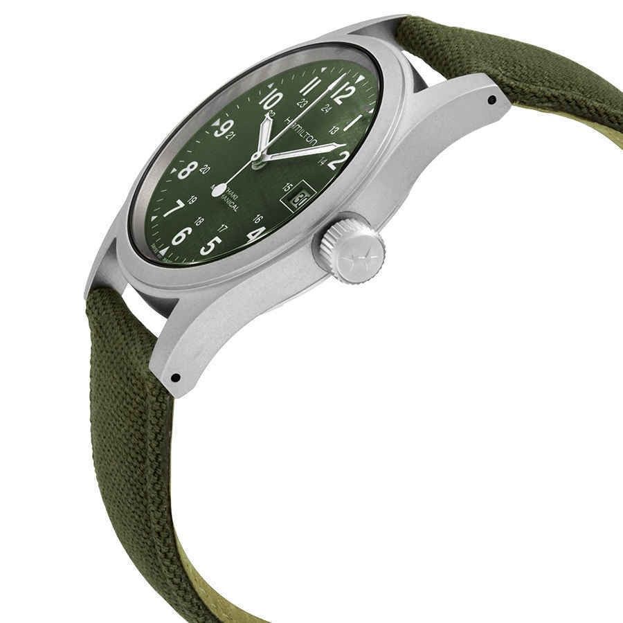 Hamilton Khaki Field Mechanisch Canvas Strap Gr?nes Zifferblatt H69439363 Herrenuhr