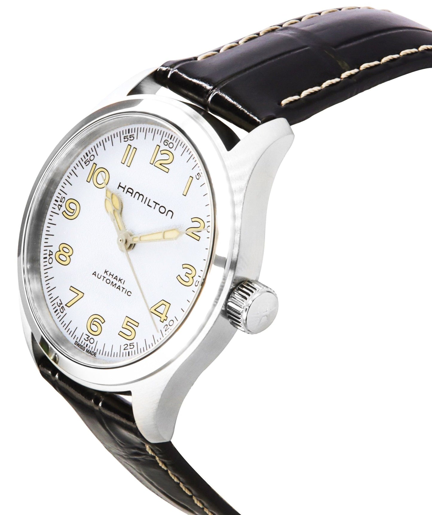Hamilton Khaki Field Murph Lederarmband White Dial Automatik H70405710 100M Herrenuhr