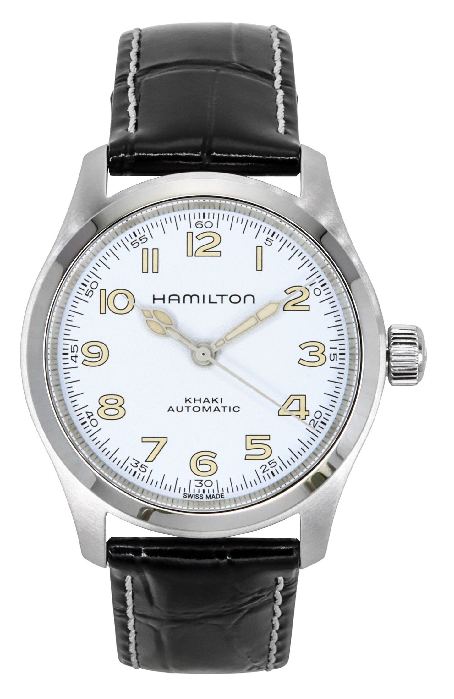 Hamilton Khaki Field Murph Lederarmband White Dial Automatik H70405710 100M Herrenuhr