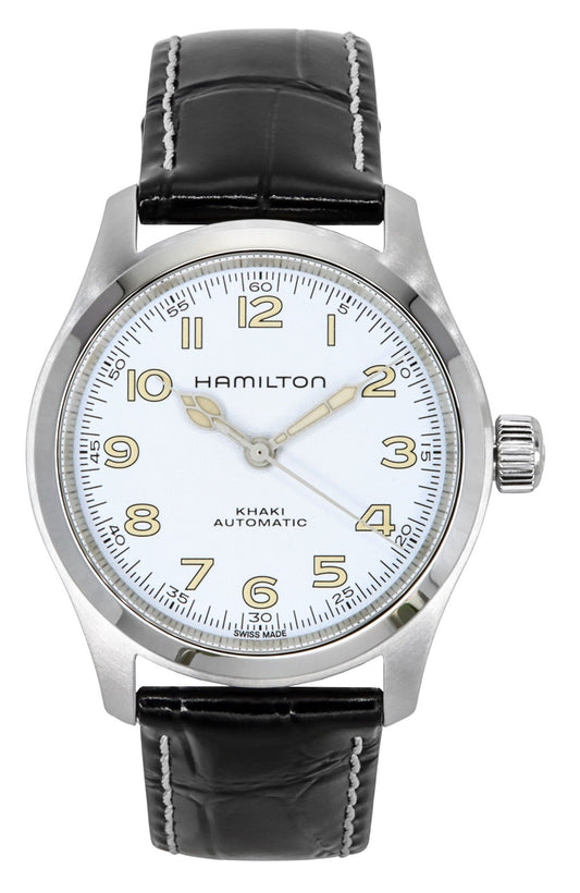 Hamilton Khaki Field Murph Lederarmband White Dial Automatik H70405710 100M Herrenuhr