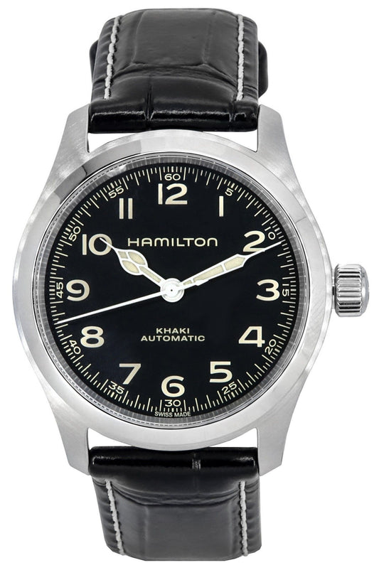 Hamilton Khaki Field Murph Lederarmband Schwarzes Zifferblatt Automatik H70405730 100M Herrenuhr