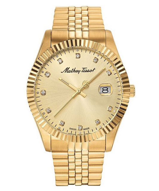 Mathey-Tissot Mathy II Edelstahl Crystal Accents Goldfarben Dial Quarz H710PDI Herrenuhr