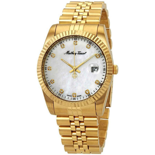 Mathey-Tissot Mathy II Goldfarben Edelstahl Perlmutt-Zifferblatt Quarz H710PI Herrenuhr