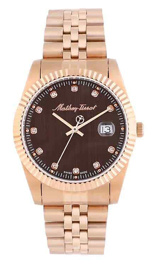 Mathey-Tissot Mathy II Rose Gold Edelstahl Braunes Zifferblatt Quarz H710PRM Herrenuhr