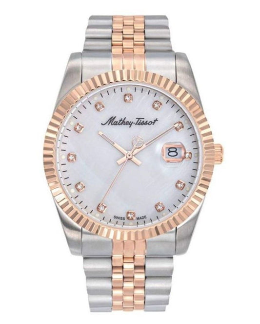 Mathey-Tissot Mathy II Two Tone Edelstahl White Dial Quarz H710RA Herrenuhr