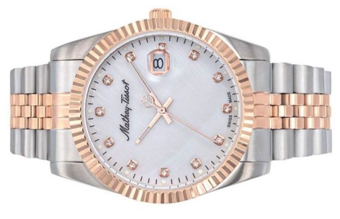 Mathey-Tissot Mathy II Two Tone Edelstahl White Dial Quarz H710RA Herrenuhr